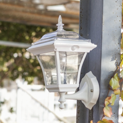 Stylish Light Sensor White Finish 14 Inches High Solar 3 Led Outdoor Wall Light