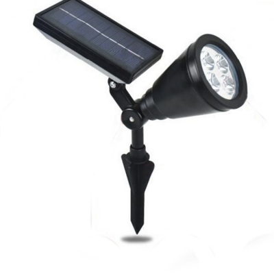 Solar Power ABS Black Finish 4 LED Outdoor Spotlight