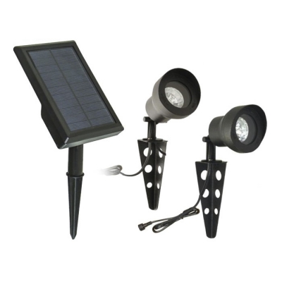 

Dual Head Black Finish 2-LED Solar Landscape Spotlights with Separable Panel, HL416899