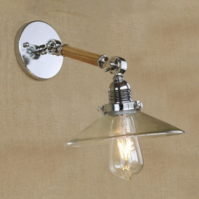 

Shining Chrome 1 Light LED Wall Sconce with Wood Adjustable Arm, HL416594