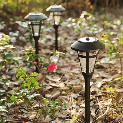 Simple Modern Style 16 Inches High Solar Powered Pathway Lighting with Glass Shade