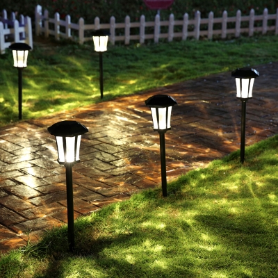 25'' H Large Outdoor Solar LED Pathway Landscape Lights in Black