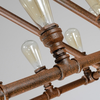 1 Tier Antique Copper 12 Light Pipe Large LED Hanging Pendant