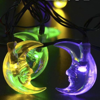 Moon Shape Multi Color Solar Powered Outdoor String Lights with 30 LEDs