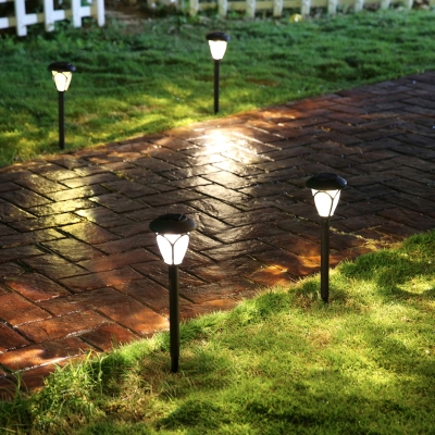 Set of 2 Light Sensor Solar Powered LED Garden Path Light in Grey Finish