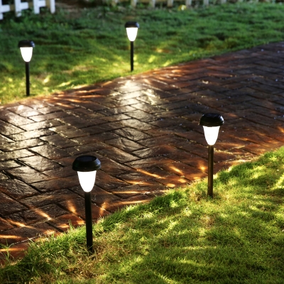 Set of 2 Vintage Black Finish 16 Inches High Plastic Waterproof Solar Powered LED Pathway Lighting
