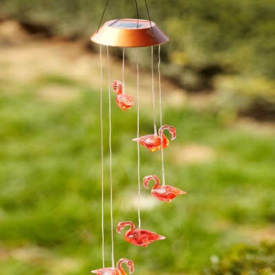 Six Light Red Flamingo Shape Solar Powered Outdoor Garden Decorative Lighting