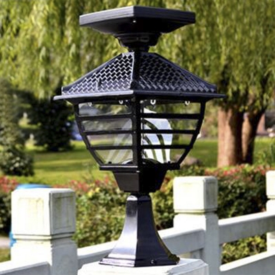 Lattice 18'' H Black Wireless Solar 12 LED Outdoor Post Lighting