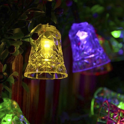 Solar 20 Pics Crystal Bell Shape Holiday Party Decorative Solar String Outdoor Lighting Kit