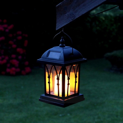 Mission Style Warm White LED Solar Lantern 8'' H Portable Outdoor Lighting with Candle Design