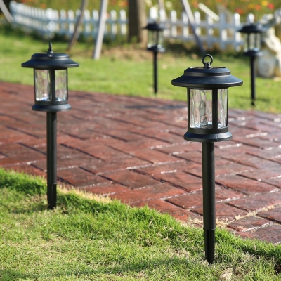 18 Inches High Black Heatproof Glass Shade LED Solar Power Outdoor Path Light