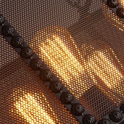 20'' Wide Rust Iron 6 Light Rectangle Metal Mesh Industrial LED Hanging Pendant