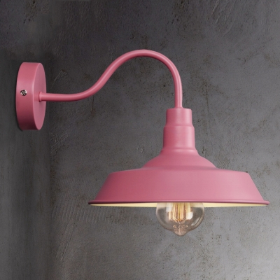Cute Pink Barn Style Warehouse Shade LED Wall Sconce