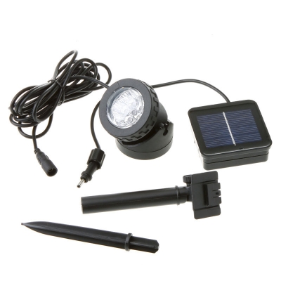 Waterproof  Adjustable Small Solar Powered 6 LEDs Spotlight in Black Finish