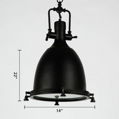 Frosted Diffuser Dome Pendant Light Industrial Style 14.5