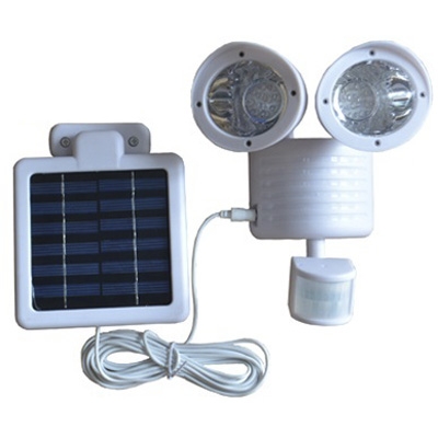 Dual Head White Finish 22 LEDs Super Bright Solar Powered Outdoor Security Garage Light