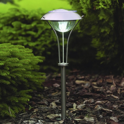 Modern Silver Finish 21'' H Sun Force Outside Lawn Pathway Lighting with Umbrella Shade