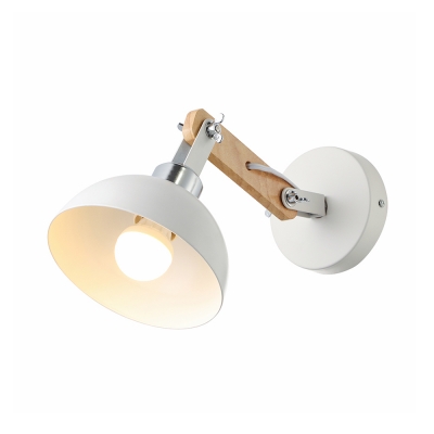 

Gracefully One Light White Bowl Shape LED Wall Lamp with Wood Accent, HL416591