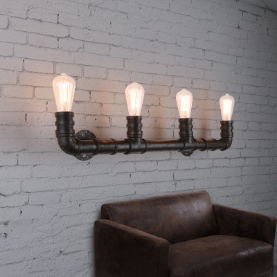 Industrial Style 27Inches Wide 4 Light Large Pipe LED Wall Sconce