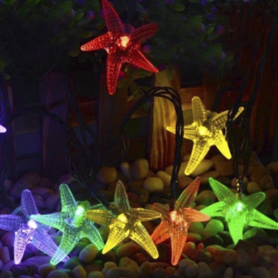 Cute Multi Color Starfish 30 LEDs Outdoor Garden Solar String Lights