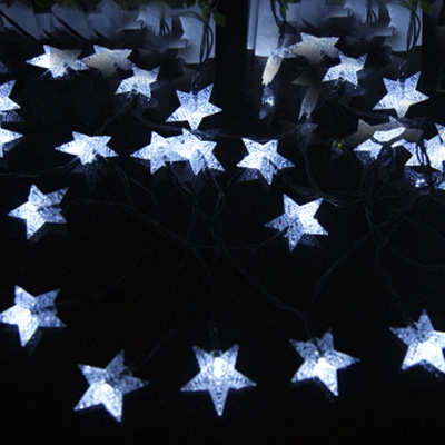 Cool White Star Shape 23ft 30 LEDs Solar Powered Decorative String Lighting