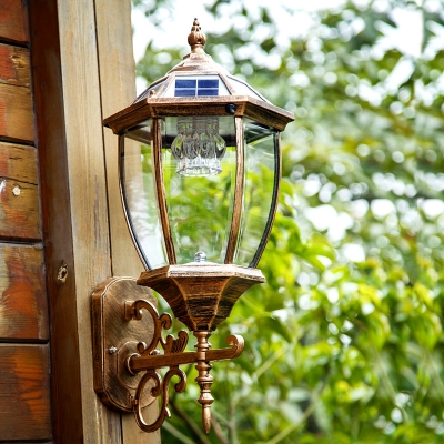 Light Sensor 20 Inches High Antique Bronze Solar Led Outdoor Wall Lamp