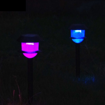 2pk Vintage Black 17 Inches High Two Layer Simple LED Solar Powered Pathway Lighting
