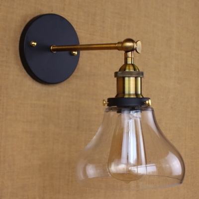 Sconce LED Wall Light with Clear Glass Bowl Shade in Bronze