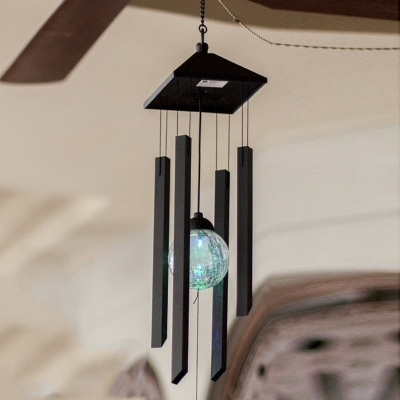 Matte Black Finish Energy Saving Color Changing Crystal Ball Patio Decorative Solar Lighting
