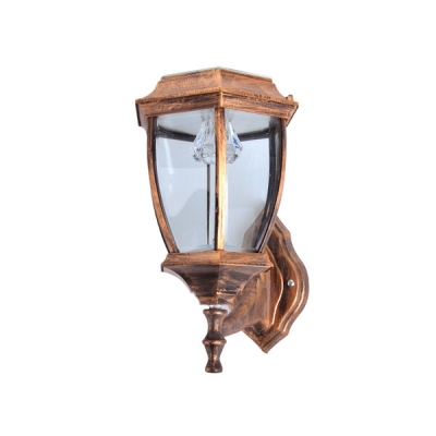 Unique Design Antique Copper Simple Style 7'' W Small Garden Outdoor Solar LED Wall Light