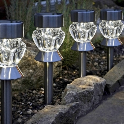 Set of 4 Solar Power Color Changing Outdoor Decorative LED Pathway Lighting
