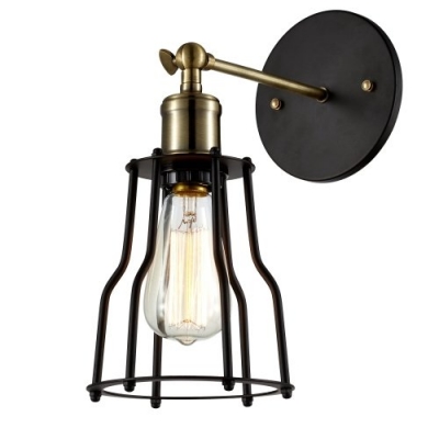 Single Light Adjustable LED Wall Sconce with Cage Shade