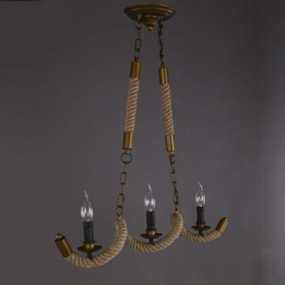 Industrial Vintage Rope Style Three-Light 27.5”Wide Island Lighting
