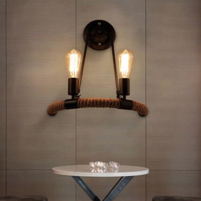 Industrial Rope Lined Suspension LED Pendant in Country Style