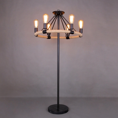 Metal Hemp Rope LED Floor Lamp in Matte Black Finish 