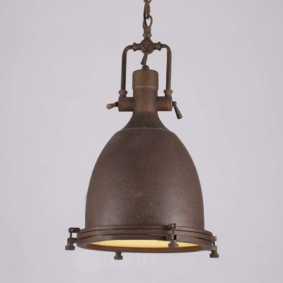 Industrial Style Single LED Pendant Light with Diffuser in Rust Finish