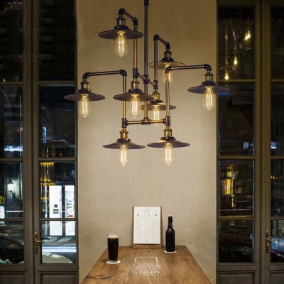 Industrial Style 8 Light Large LED Pendant Chandelier Commercial Coffee Bar Lighting Fixture