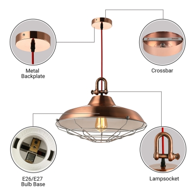 18'' Wide Large Single Industrial LED Pendant in Gloss Copper Finish