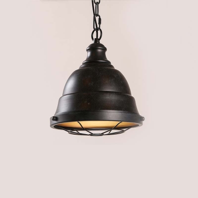 Single Light Bowl LED Pendant in Black Finish