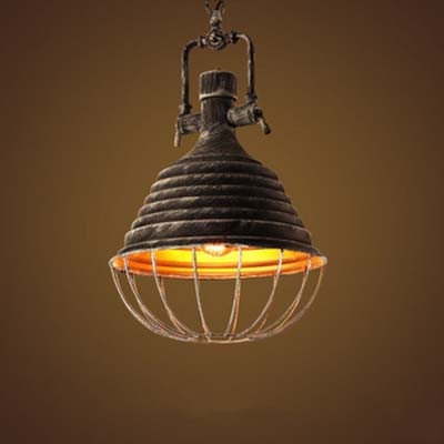 Vintage Cage Style 1 Light Hanging Indoor LED Pendant with Metal Cage