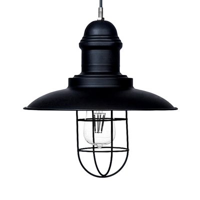 12'' Wide Black Finish Saucer Shade LED Hanging Pendant Light