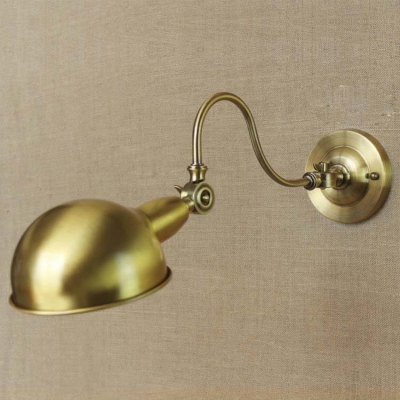 Vintage Gold Finished Single Light Swing Arm Adjustable LED Wall Lamp