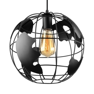 Chic Single Light Globe Shade Mini LED Hanging Pendant for Kids in Black