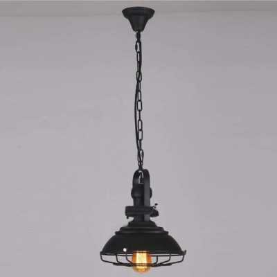 Cool Black 11'' W Single Light LED Pendant Light with Cage