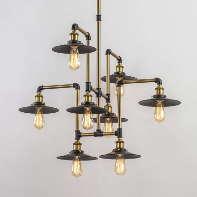 Industrial Style 8 Light Large LED Pendant Chandelier Commercial Coffee Bar Lighting Fixture