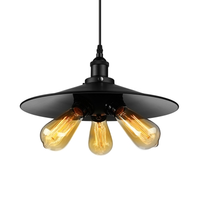 14'' Wide Cheap Industrial Saucer Shape LED Pendant with Three Light in Black Finish