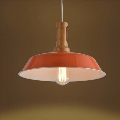 Industrial 1 Light Orange Finished Warehouse LED Pendant Light in Small/Big Size