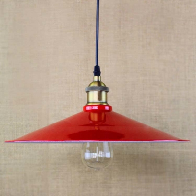Red Finished Single Light Industrial Saucer Shade Hanging LED Pendant Lamp