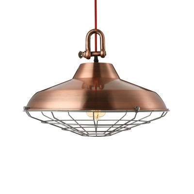 18'' Wide Large Single Industrial LED Pendant in Gloss Copper Finish