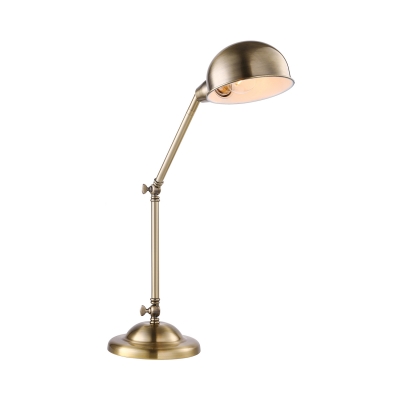 Simple 1 Light Industrial Adjustable LED Desk Lamp in Antique Brass Finish